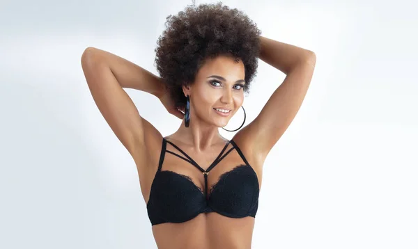 African american woman with afro hairstyle looking at camera — Stock Photo, Image