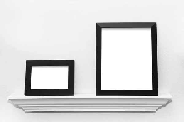 Two Black Picture Frames on a Picture Ledge Ready for your Image — Stock Photo, Image