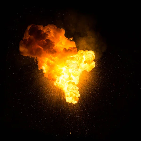 Bright explosion flash on a black backgrounds. fire burst Stock Photo