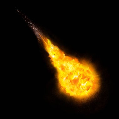 ateş topu (fireball) siyah arka plan üzerine