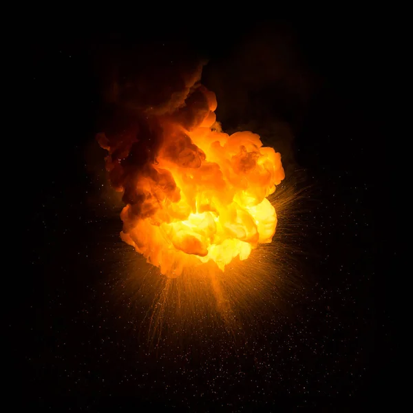 Bright explosion flash on a black backgrounds. fire burst — Stock Photo, Image