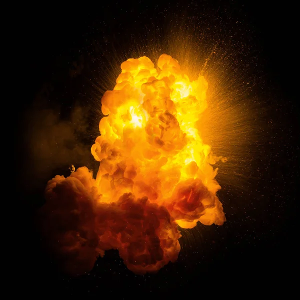 Bright explosion flash on a black backgrounds. fire burst — Stock Photo, Image