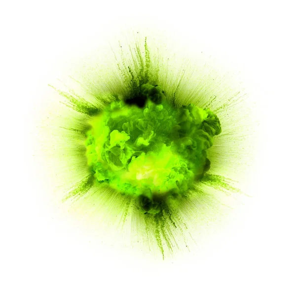 Bright green explosion flash on a white backgrounds. fire burst — Stock Photo, Image