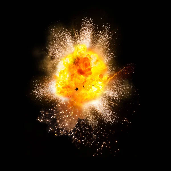 Bright explosion flash on a black backgrounds. fire burst — Stock Photo, Image