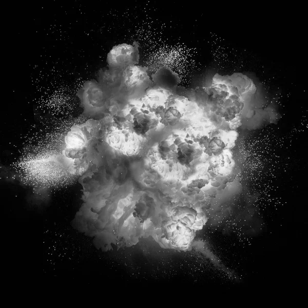 Destello de explosión brillante en un fondo negro. explosión de fuego —  Fotos de Stock