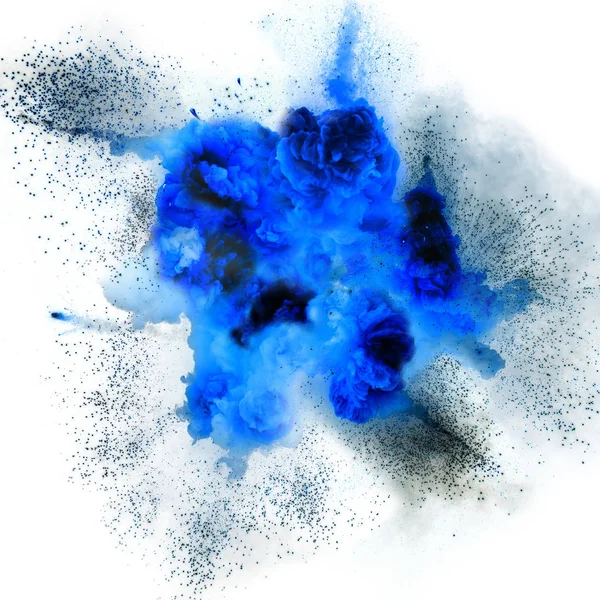 Bright blue explosion flash on a white backgrounds. fire burst — Stock Photo, Image