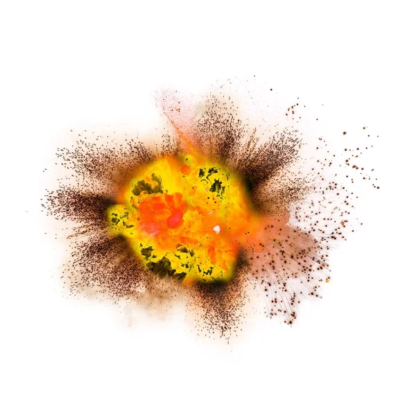 Realistyczna ognista eksplozja na białym tle. wybuch ognia Zdjęcie Stockowe