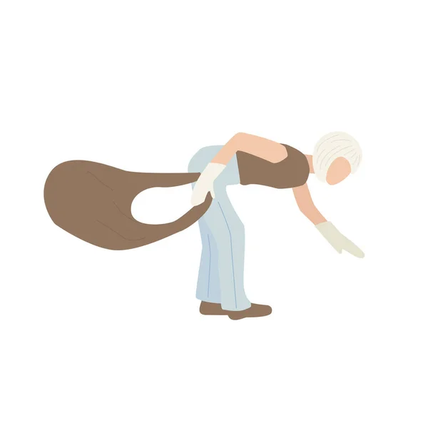 Woman cleaning up and holding — 스톡 벡터