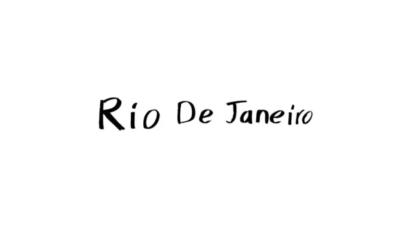 Inscripción Río Janeiro Fondo Blanco Caligrafía Tarjetas Felicitación Hechas Mano — Archivo Imágenes Vectoriales