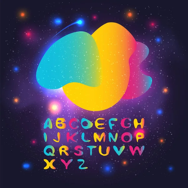 Set of alphabet modern graphic elements. Dynamical colored forms and line. — Stockvector