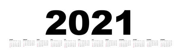 Kalender För 2021 Kalender Mall Design Svart Och Vitt Färger — Stock vektor