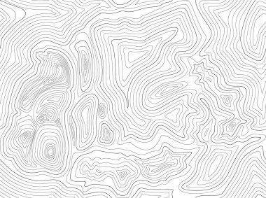 Topografik Haritasız Desen. Vektör Arkaplanı. Beyaz üzerine siyah çizgiler
