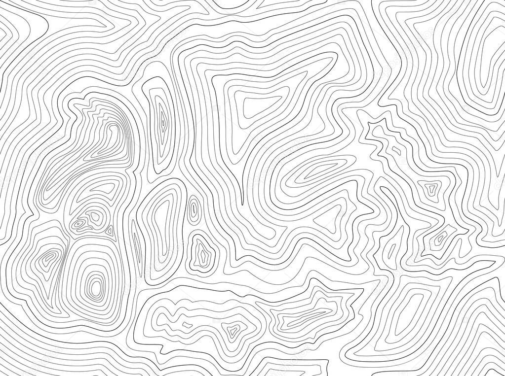 Topographic Map Seamless Pattern. Vector Background. Black lines on white