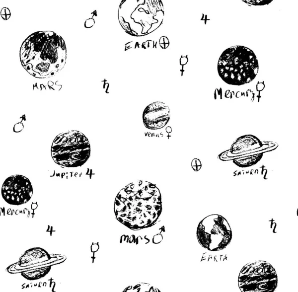 Внешний Космос Рисунок Каракули Ручной Рисунок Векторного Набора Значка Пространства — стоковый вектор
