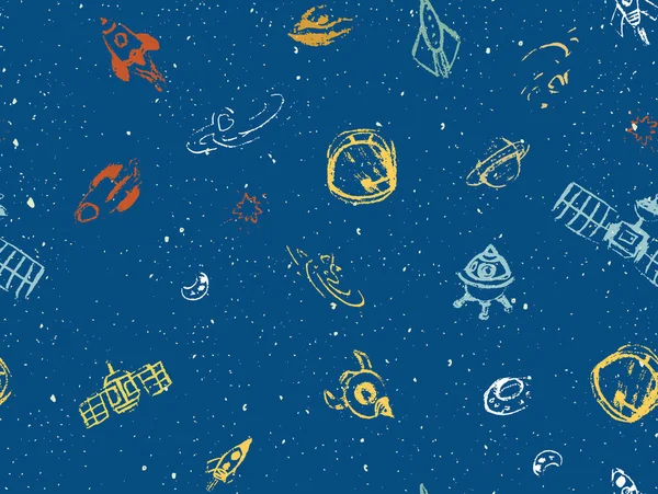 宇宙の落書きのパターン 手描きベクトルイラスト宇宙アイコンセット — ストックベクタ