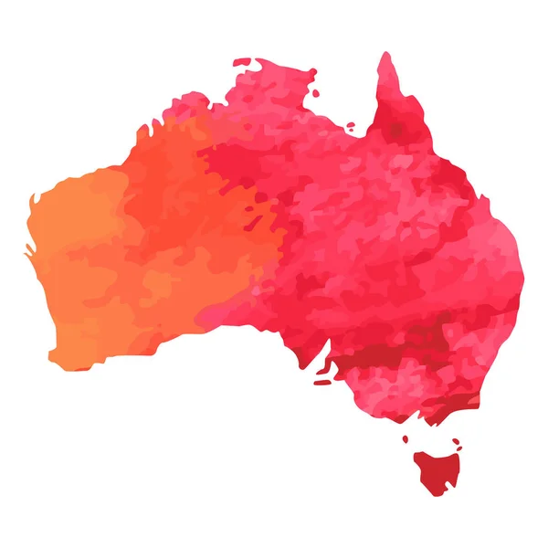 手描きで白に孤立したオーストラリアの水彩地図 ベクトル版 — ストックベクタ