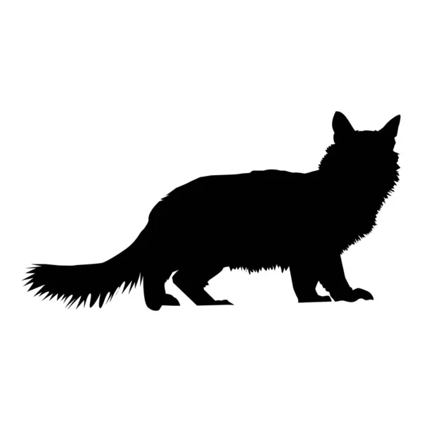 Kočka Černá Silueta Vektorová Ikona — Stockový vektor