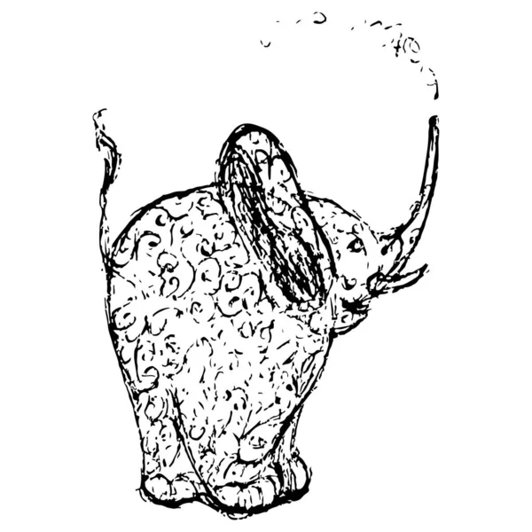 Gel Μοτίβο Ελέφαντα Στυλό Μαύρο Και Άσπρο — Διανυσματικό Αρχείο