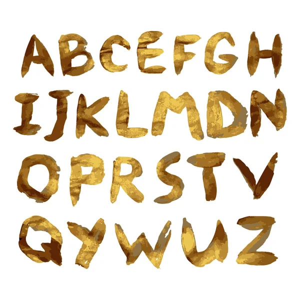 Alfabeto Dourado Vetorial Fonte Escovada Original Com Brilho Dourado — Vetor de Stock