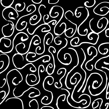 Siyah ve beyaz soyut el çizimi. Çizgilerle sonsuz desen. Tasarım ve dekorasyon için şablon