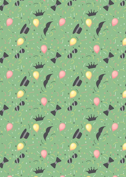 Taçlı tasarım şablonu, hediye kutusu, hava balonu, bıyık, güneş gözlüğü, sıra ve Babalar Günü için konfeti. Seni seviyorum, baba.