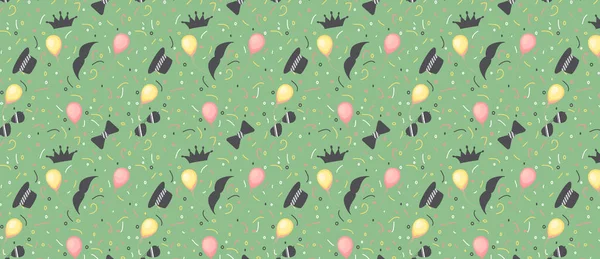 Taçlı tasarım şablonu, hediye kutusu, hava balonu, bıyık, güneş gözlüğü, sıra ve Babalar Günü için konfeti. Seni seviyorum, baba.