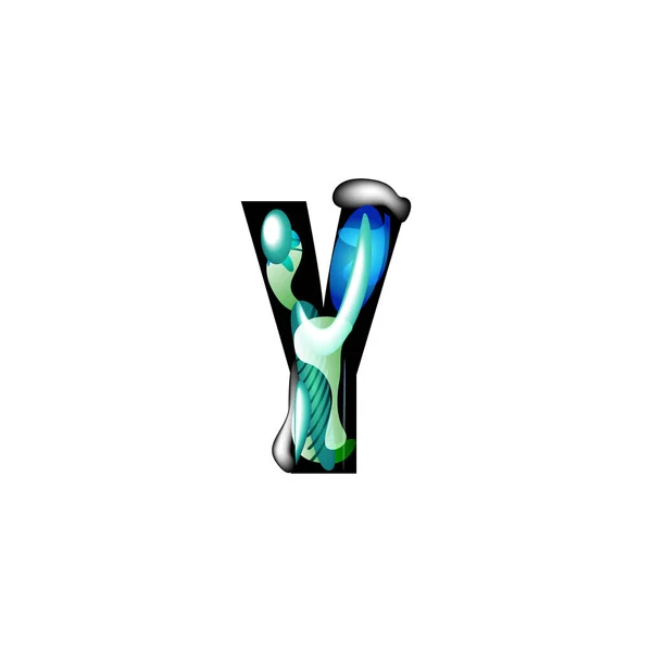 Alphabet décoratif Y avec ornement floral — Image vectorielle