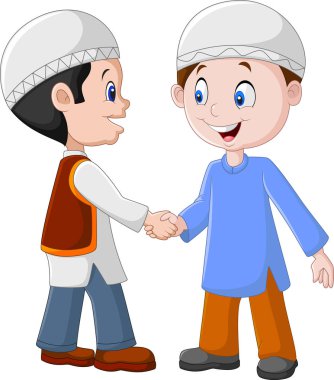 Çizgi filmdeki Müslüman Çocuklar El sıkışır