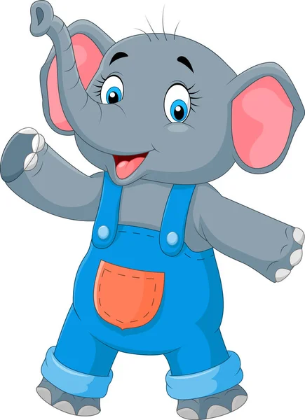 Schattig olifant cartoon zwaaien hand — Stockvector