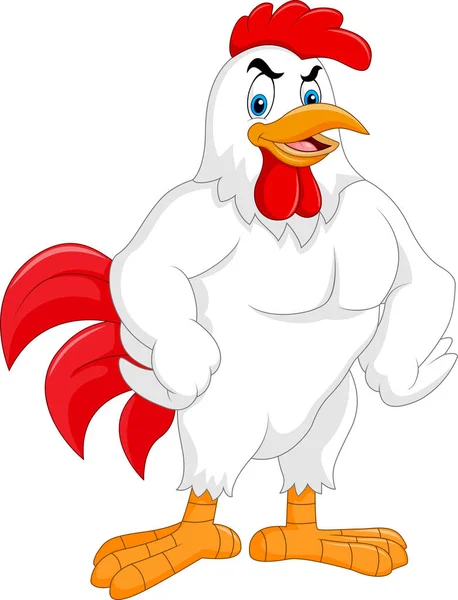 Cartoon rooster posing isolated on white background — Stock Vector