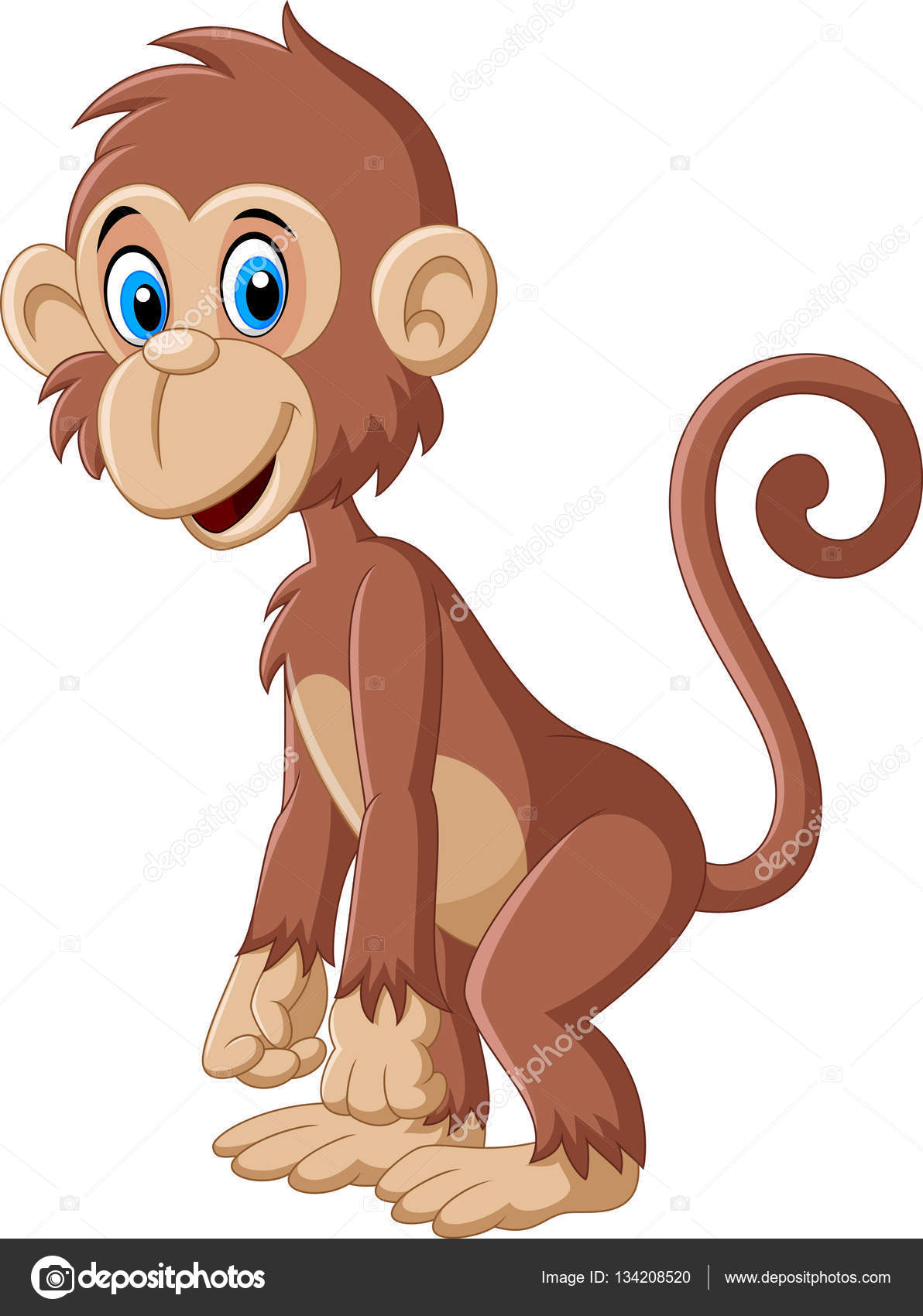 Desenho de macaco feliz bonito posando