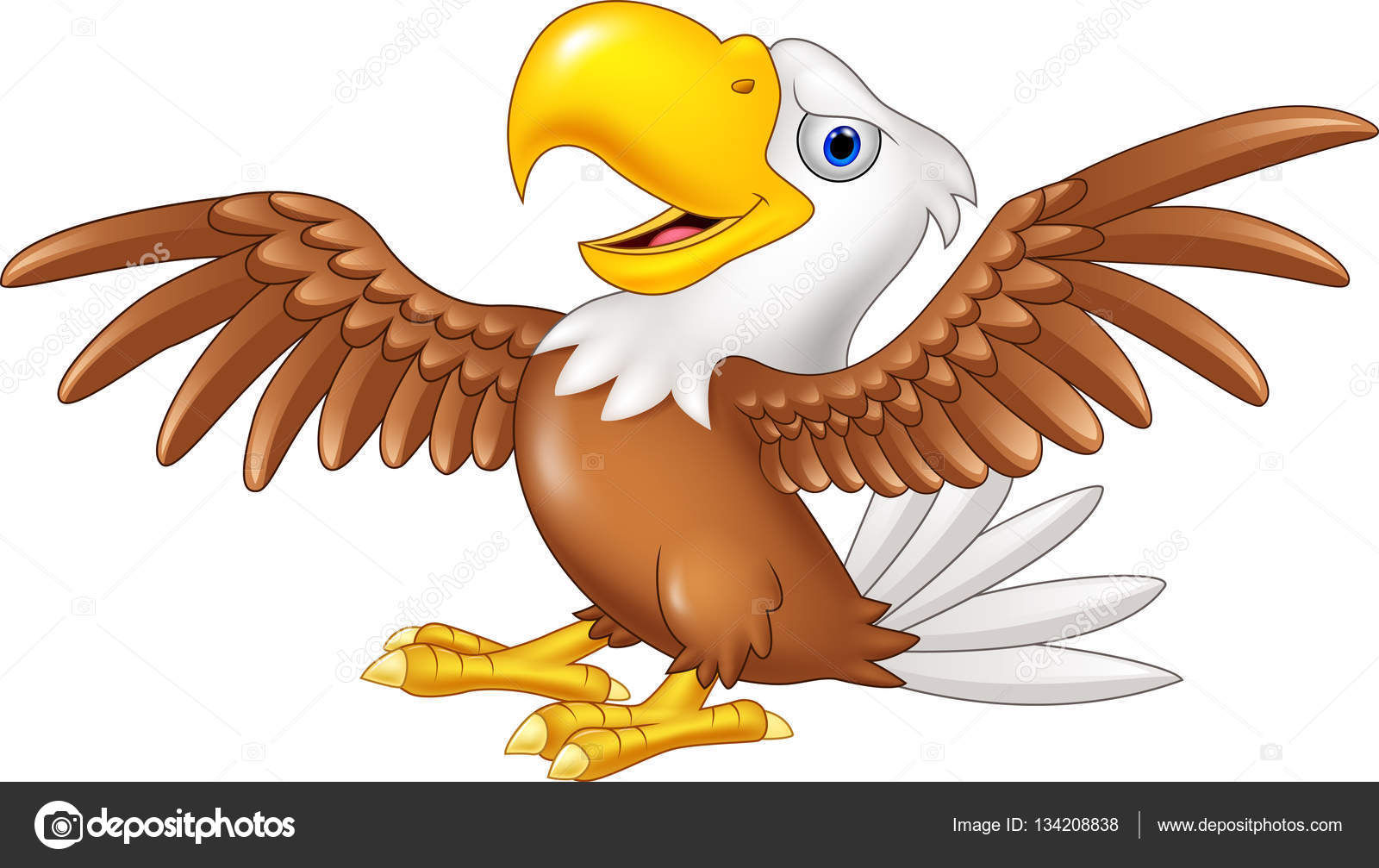 Volo dell aquila divertente del fumetto — Vettoriale Stock