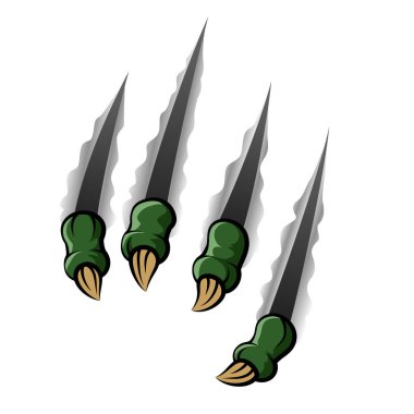 Green monster claw breaking through ripping tearing clipart