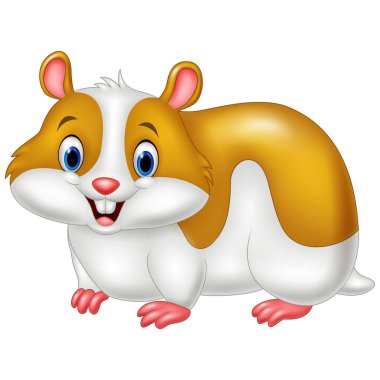 Beyaz arka plan üzerinde izole karikatür komik hamster