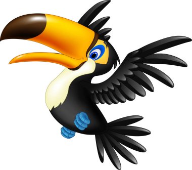 Mutlu toucan uçan