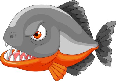 Piranha karikatür üzerine beyaz izole