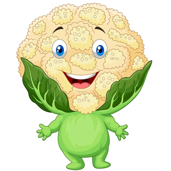 Happy cauliflower cartoon — Stock Vector