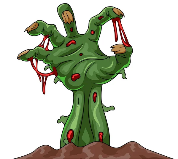 Dibujos animados zombi mano de la tierra — Vector de stock