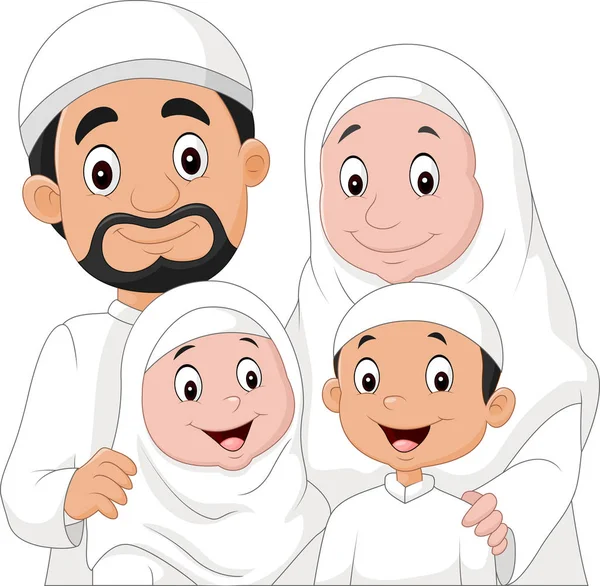 Caricature de famille musulmane — Image vectorielle