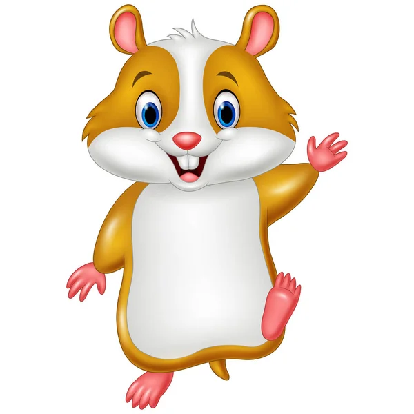 Schattige hamster zwaaiende hand — Stockvector