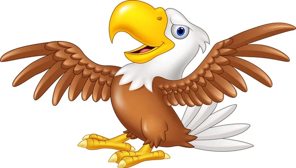 Desenhos animados águia engraçada voando — Vetor de Stock