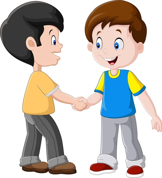 Illustration von kleinen Jungen beim Händeschütteln — Stockvektor