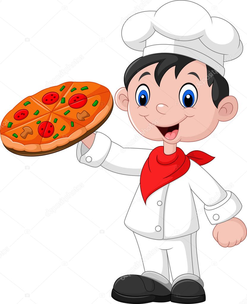 Chef with pizza — Stock Vector © tigatelu 134208968