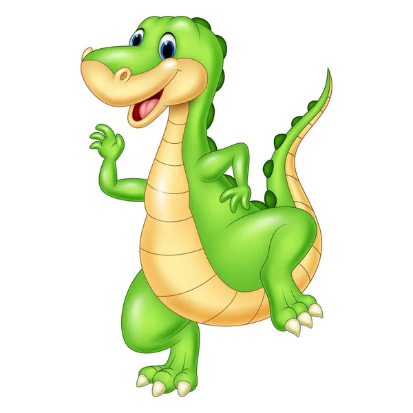 Desene animate dinozaur verde — Vector de stoc