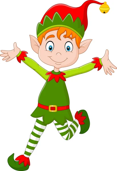 Dessin animé joyeux elfe de Noël — Image vectorielle