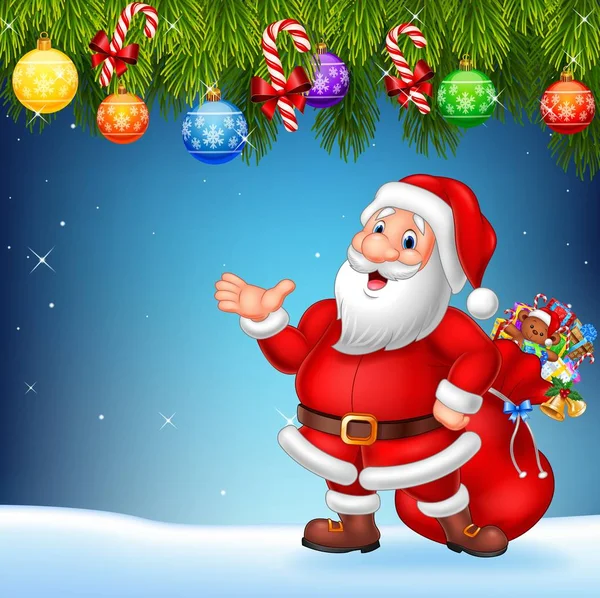Jul bakgrund med Santa Claus presenterar — Stock vektor