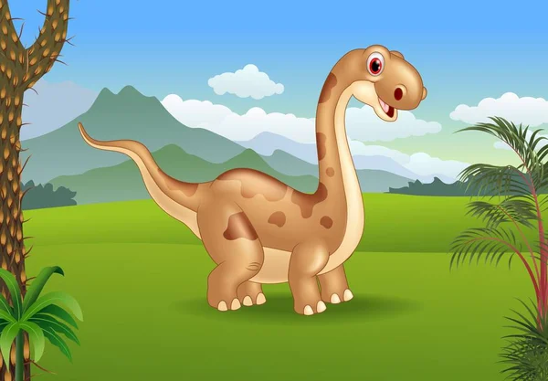 Fondo prehistórico con dinosaurio — Vector de stock