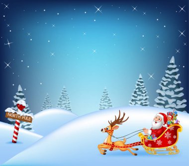 Kış döneminde çalışan Noel geyiği çizgi film