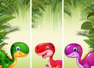 Üç çizgi film dinozorlar kümesi