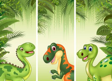 Üç çizgi film dinozorlar kümesi